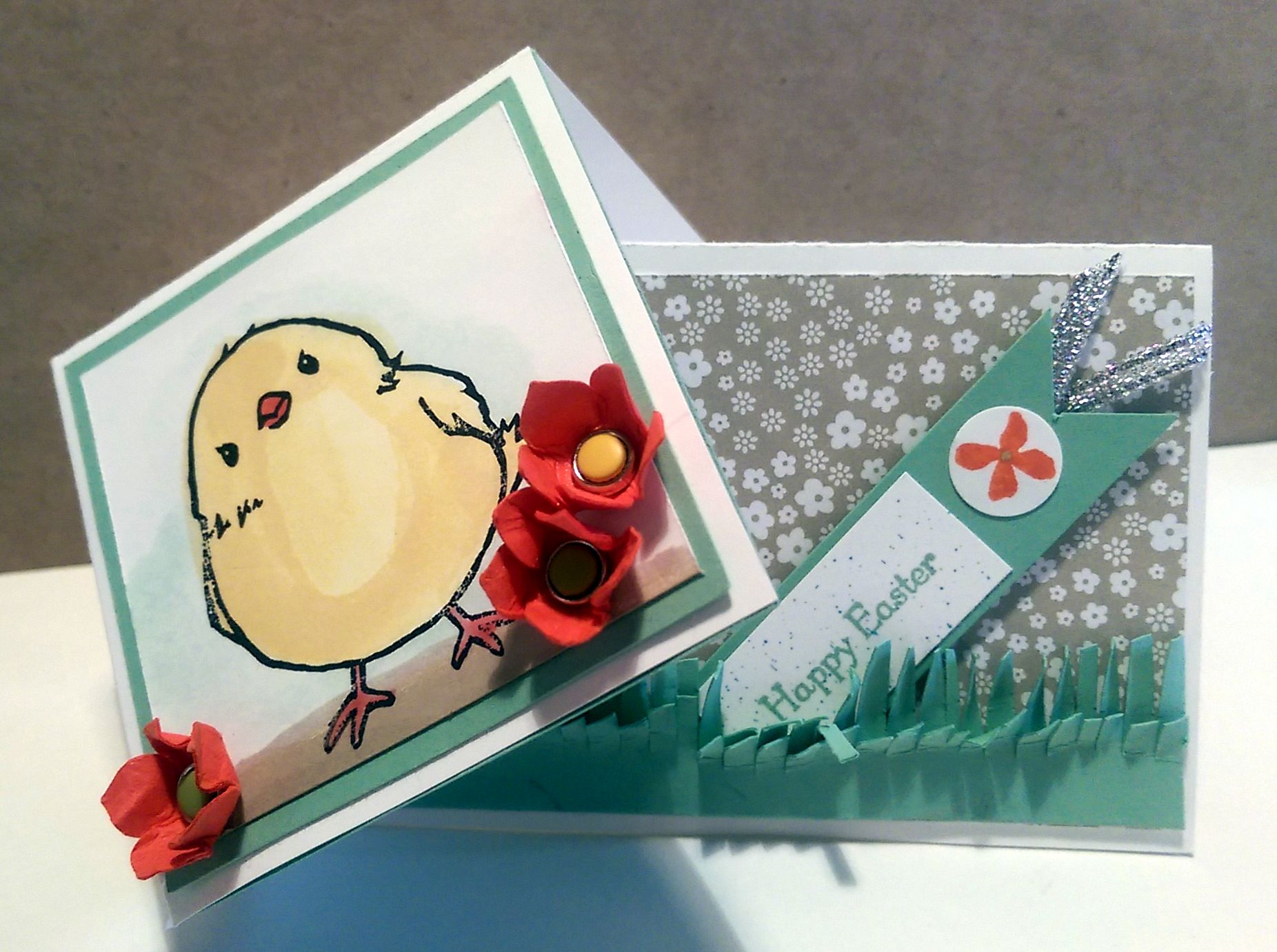 Honeycomb Happiness Easter card with baby chick.