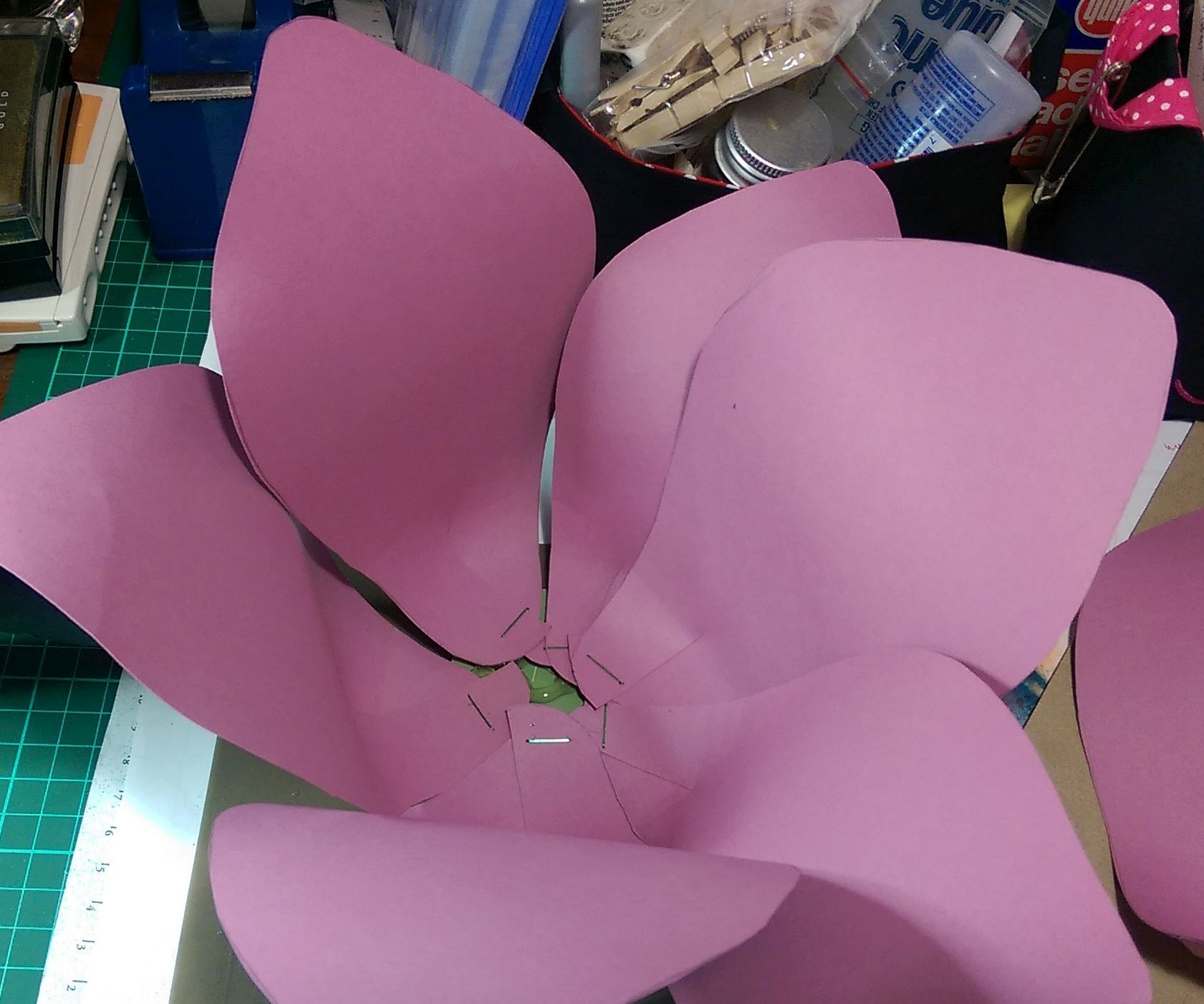 Assembly of a giant paper flower